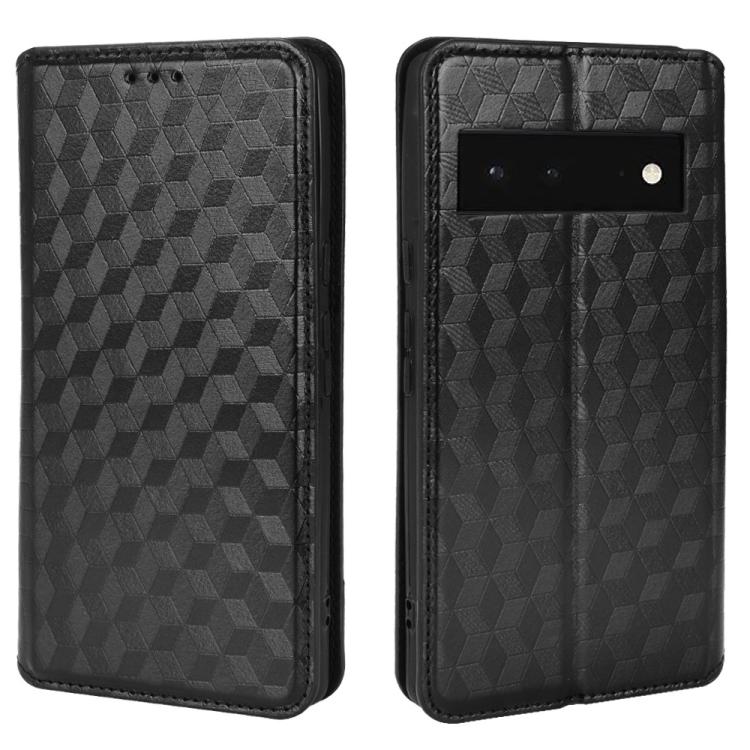 For Google Pixel 6 Cubic Grid Texture Flip Leather Phone Case