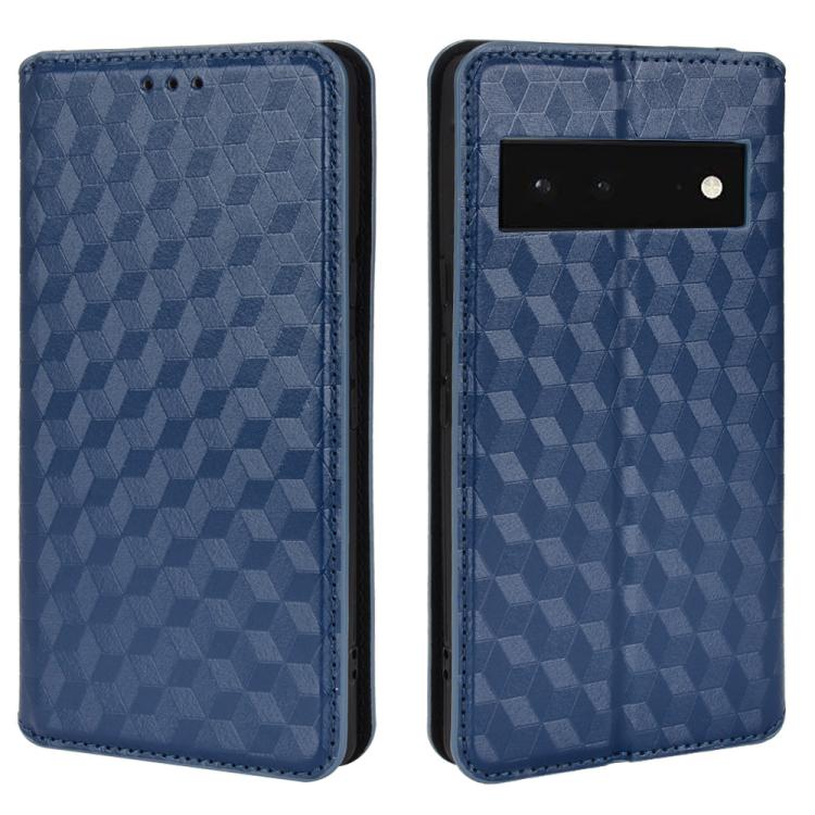 For Google Pixel 6 Cubic Grid Texture Flip Leather Phone Case