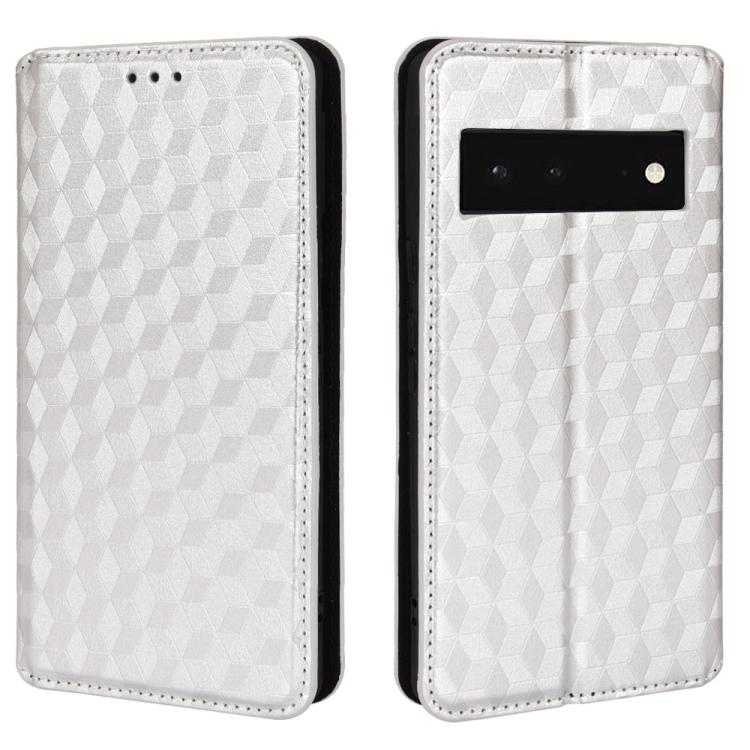 For Google Pixel 6 Cubic Grid Texture Flip Leather Phone Case