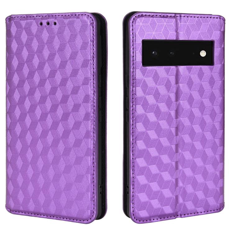 For Google Pixel 6 Cubic Grid Texture Flip Leather Phone Case