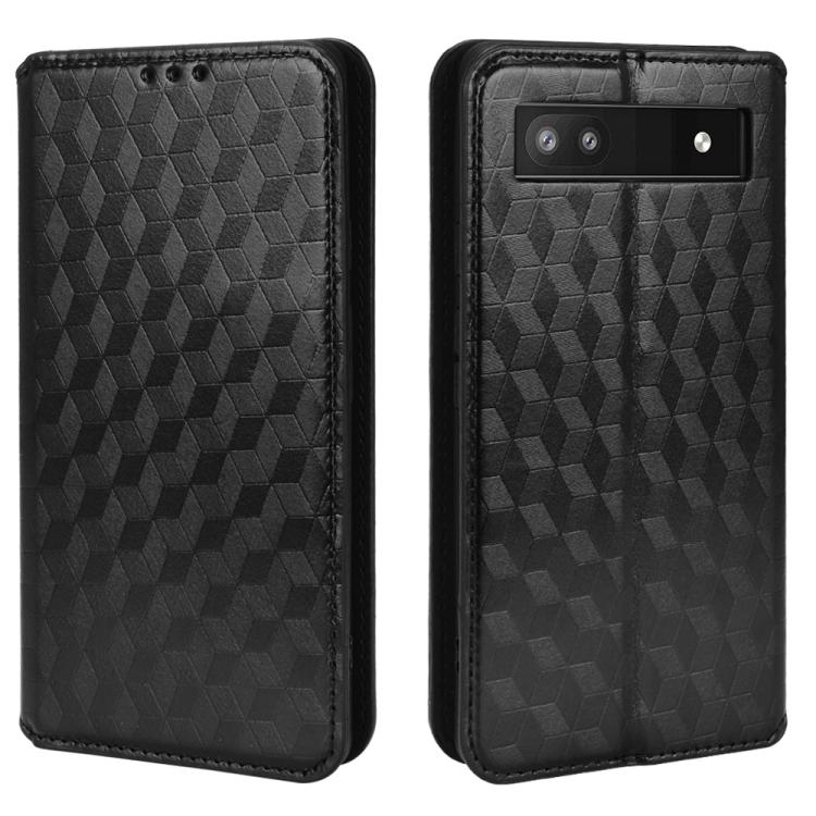 For Google Pixel 6a Cubic Grid Texture Flip Leather Phone Case