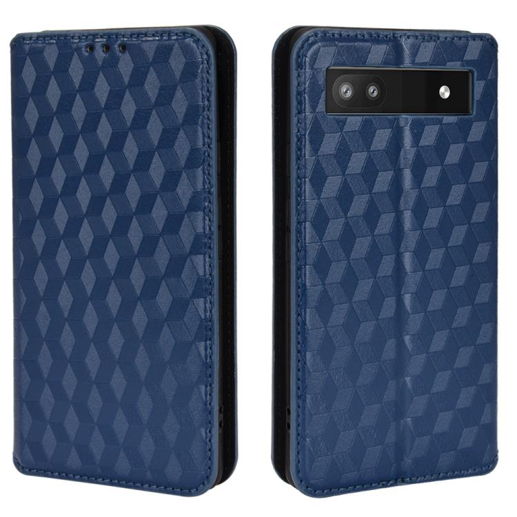 For Google Pixel 6a Cubic Grid Texture Flip Leather Phone Case