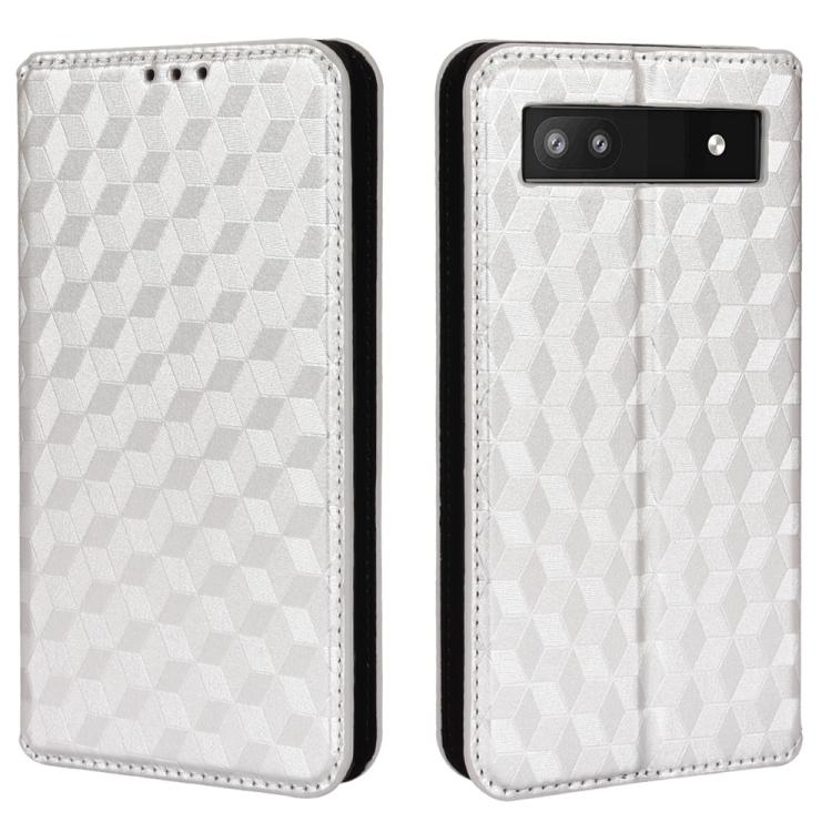 For Google Pixel 6a Cubic Grid Texture Flip Leather Phone Case