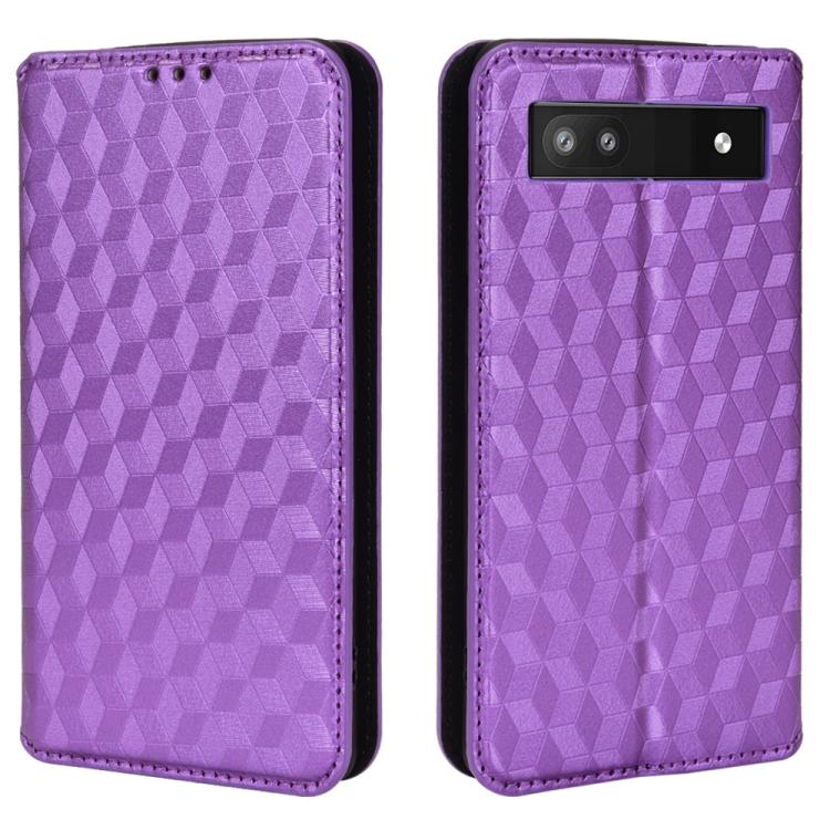 For Google Pixel 6a Cubic Grid Texture Flip Leather Phone Case