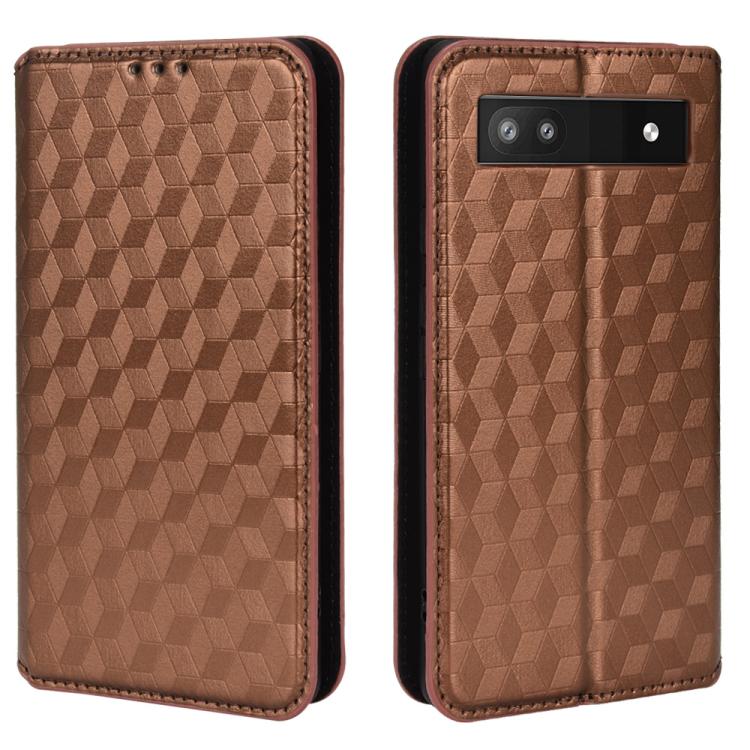 For Google Pixel 6a Cubic Grid Texture Flip Leather Phone Case