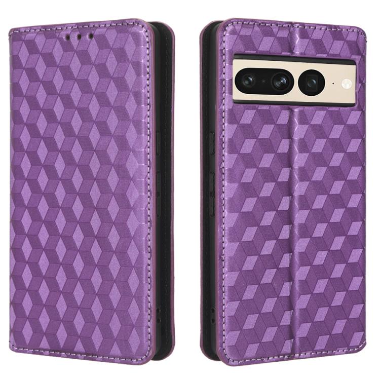 For Google Pixel 7 Pro Cubic Grid Texture Flip Leather Phone Case
