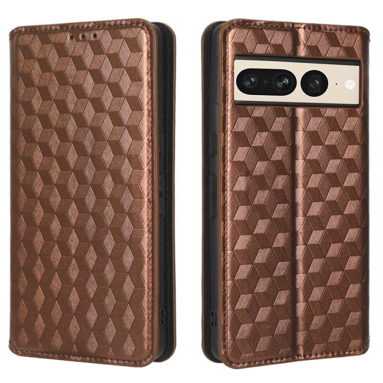 For Google Pixel 7 Pro Cubic Grid Texture Flip Leather Phone Case