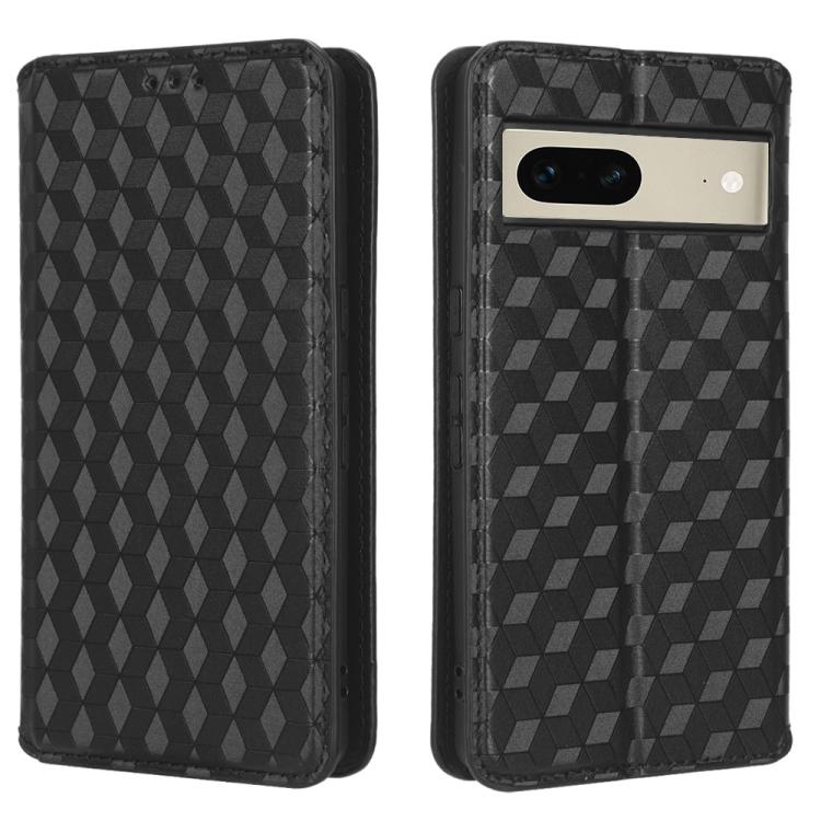 For Google Pixel 7 Cubic Grid Texture Flip Leather Phone Case