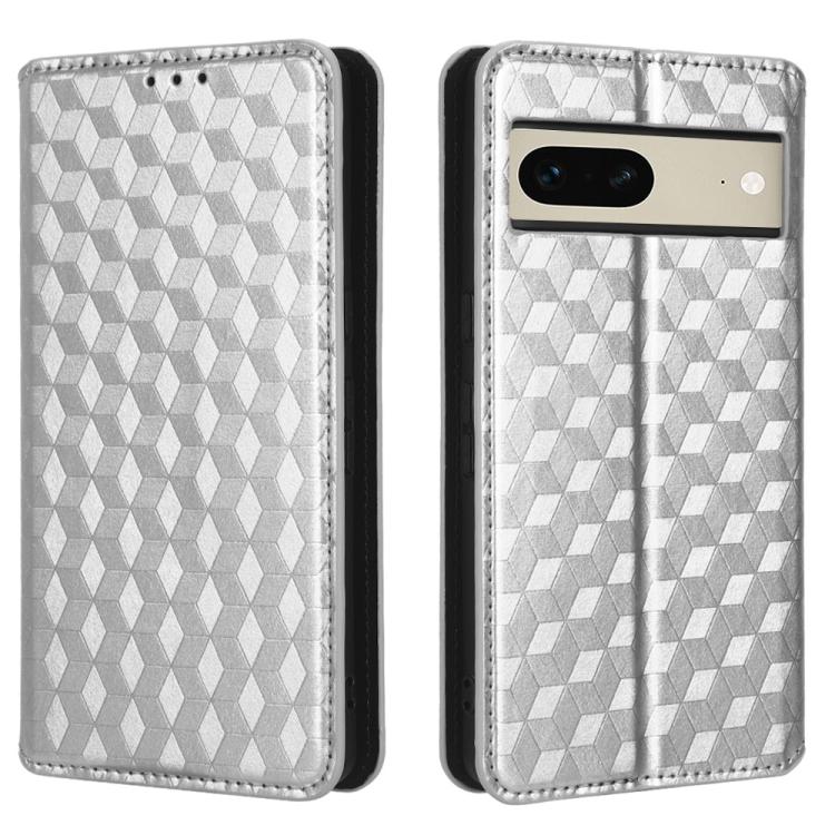For Google Pixel 7 Cubic Grid Texture Flip Leather Phone Case