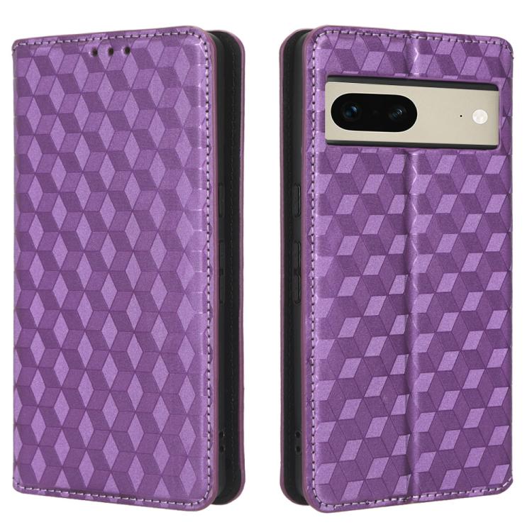 For Google Pixel 7 Cubic Grid Texture Flip Leather Phone Case