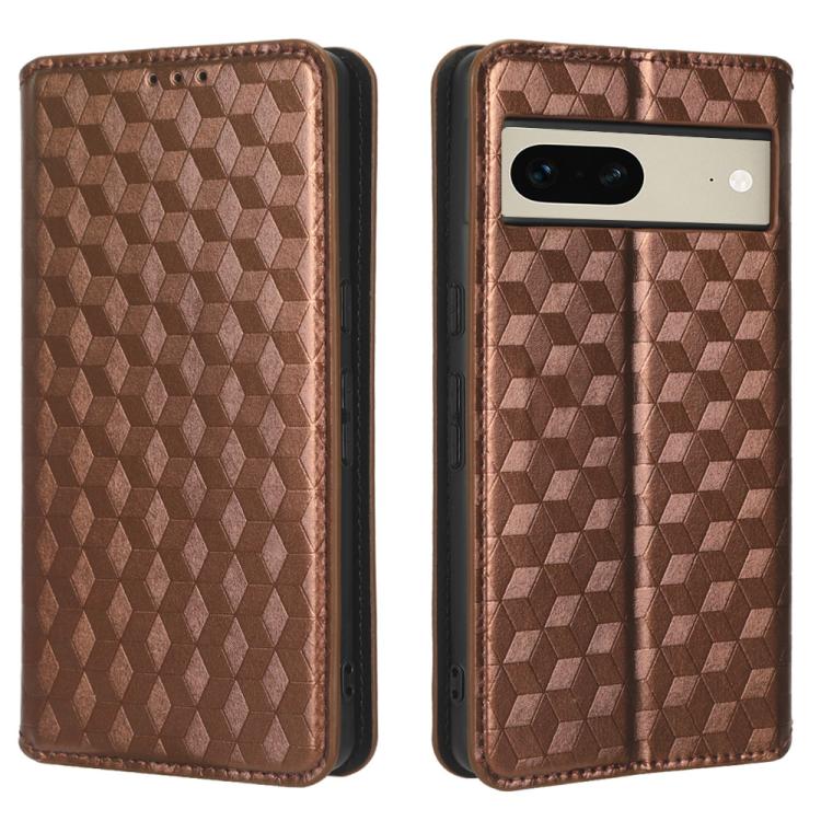 For Google Pixel 7 Cubic Grid Texture Flip Leather Phone Case
