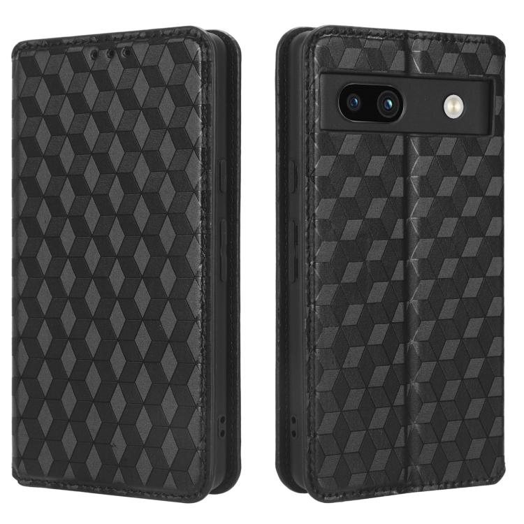 For Google Pixel 7a Cubic Grid Texture Flip Leather Phone Case