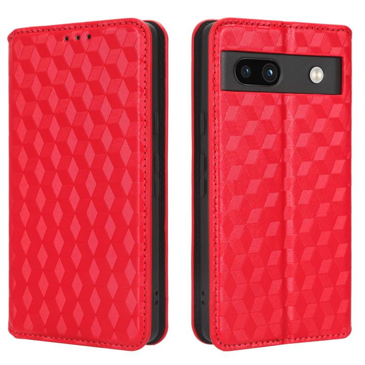 For Google Pixel 7a Cubic Grid Texture Flip Leather Phone Case