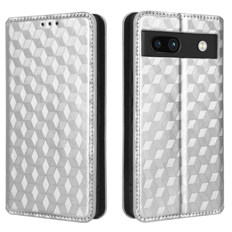 For Google Pixel 7a Cubic Grid Texture Flip Leather Phone Case