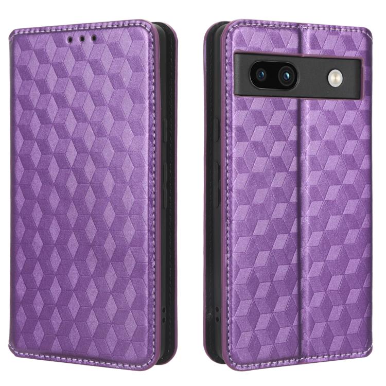 For Google Pixel 7a Cubic Grid Texture Flip Leather Phone Case