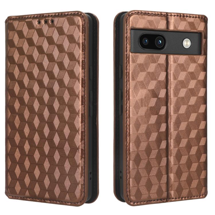 For Google Pixel 7a Cubic Grid Texture Flip Leather Phone Case