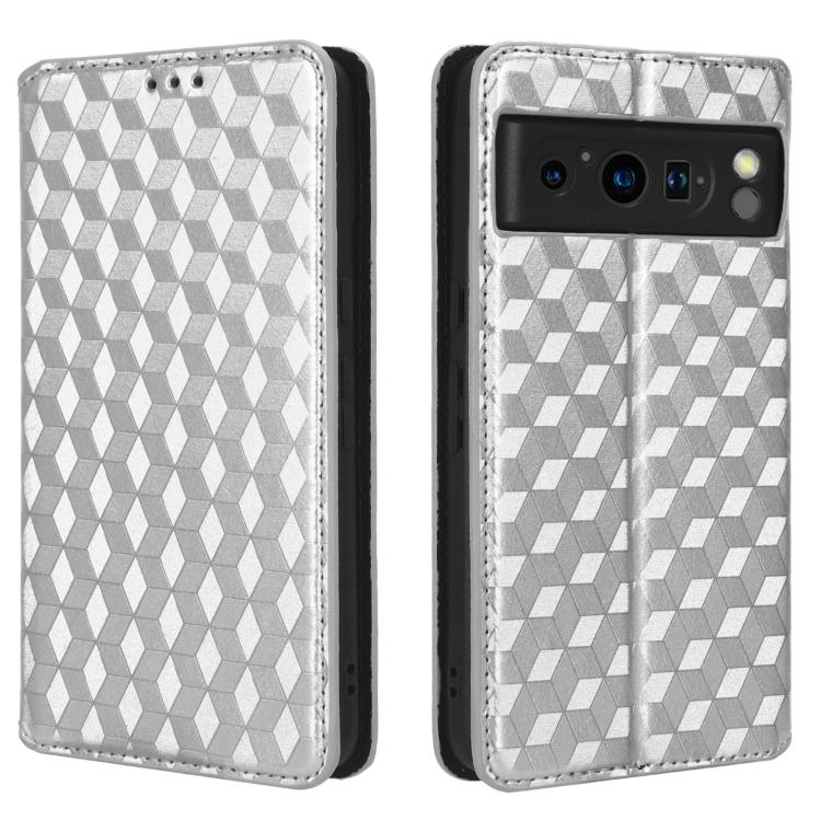 For Google Pixel 8 Pro Cubic Grid Texture Flip Leather Phone Case