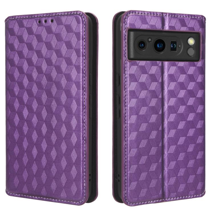 For Google Pixel 8 Pro Cubic Grid Texture Flip Leather Phone Case