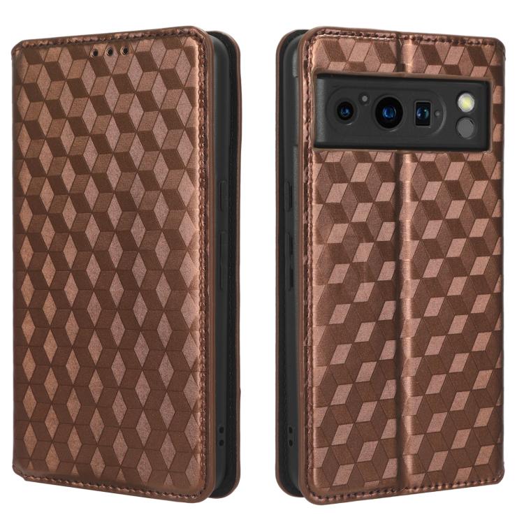 For Google Pixel 8 Pro Cubic Grid Texture Flip Leather Phone Case
