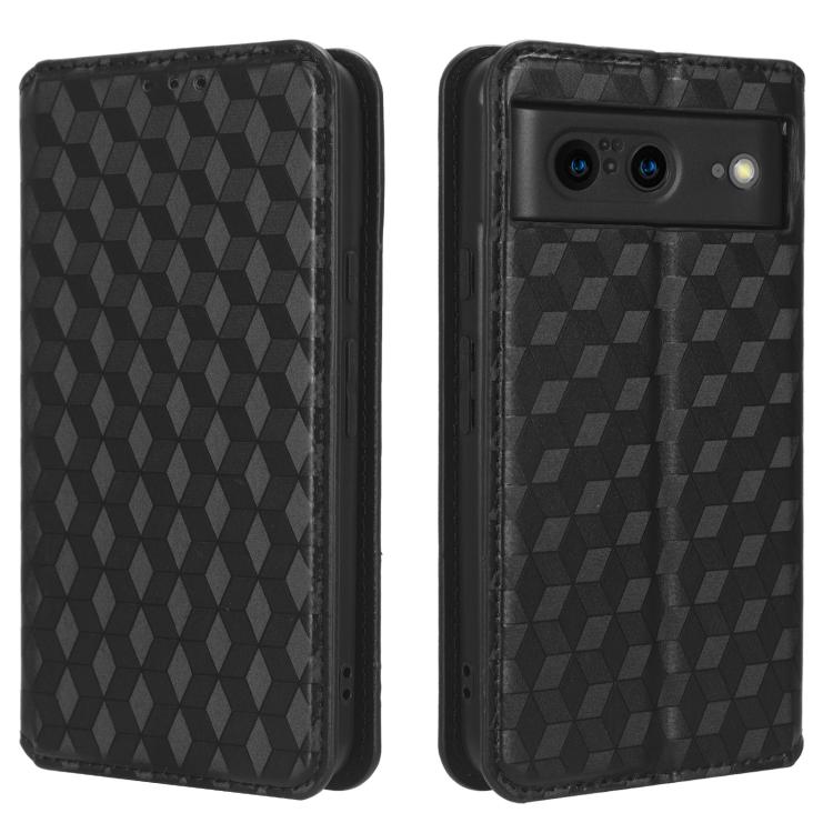 For Google Pixel 8 Cubic Grid Texture Flip Leather Phone Case