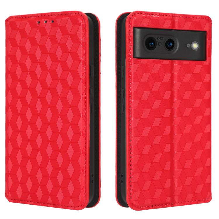 For Google Pixel 8 Cubic Grid Texture Flip Leather Phone Case
