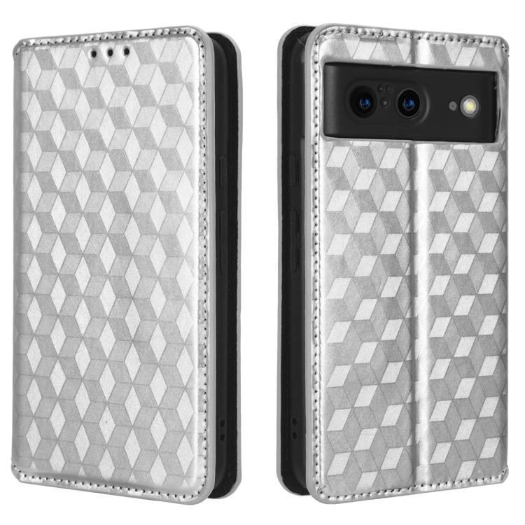 For Google Pixel 8 Cubic Grid Texture Flip Leather Phone Case