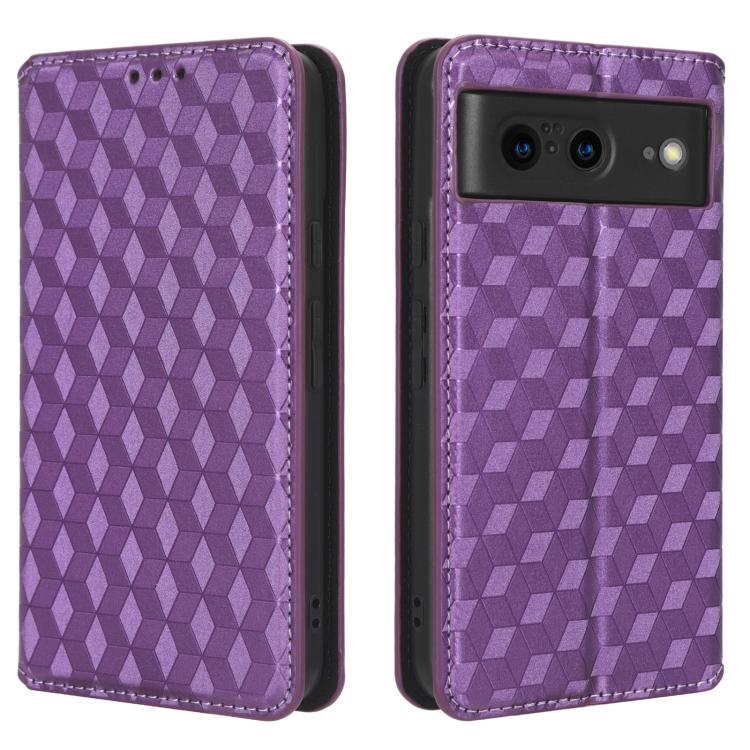 For Google Pixel 8 Cubic Grid Texture Flip Leather Phone Case