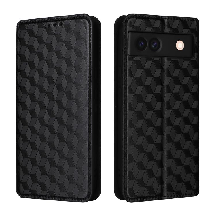 For Google Pixel 8a Cubic Grid Texture Flip Leather Phone Case