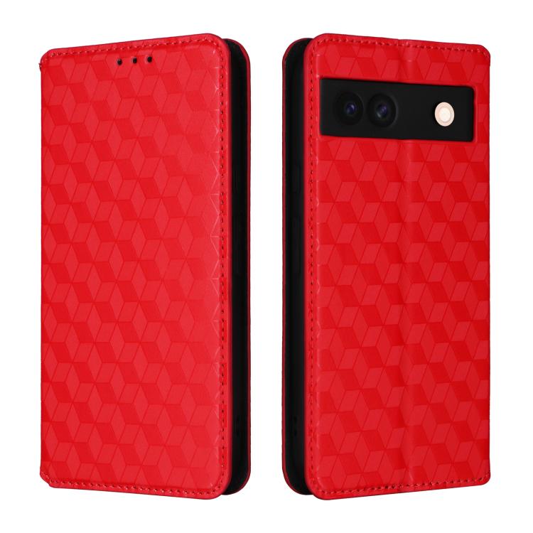 For Google Pixel 8a Cubic Grid Texture Flip Leather Phone Case
