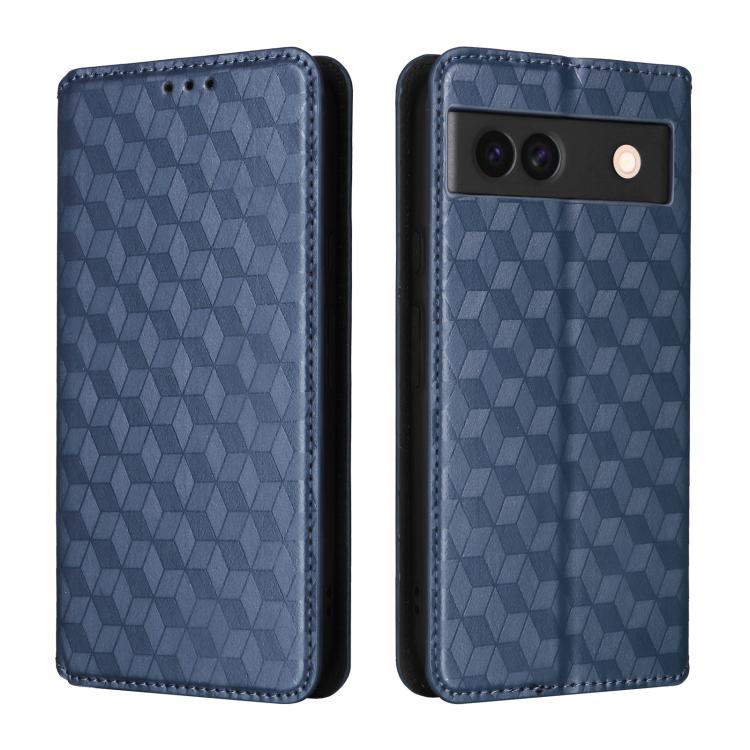 For Google Pixel 8a Cubic Grid Texture Flip Leather Phone Case