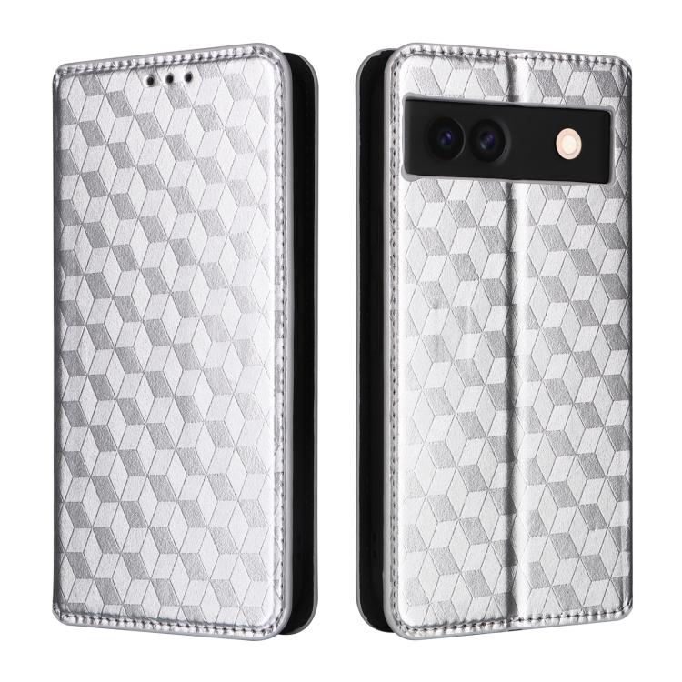 For Google Pixel 8a Cubic Grid Texture Flip Leather Phone Case