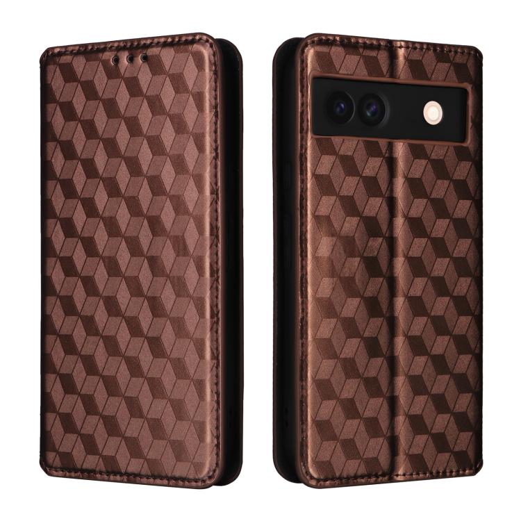 For Google Pixel 8a Cubic Grid Texture Flip Leather Phone Case