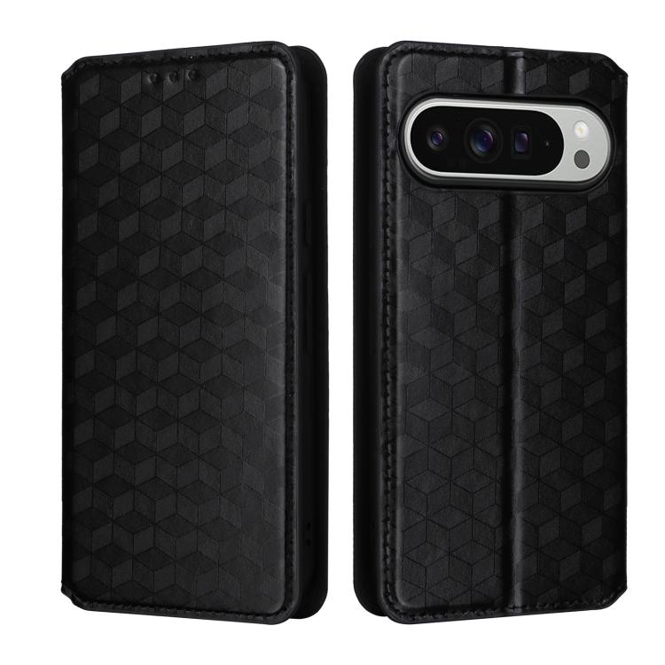 For Google Pixel 9 Pro XL Cubic Grid Texture Flip Leather Phone Case
