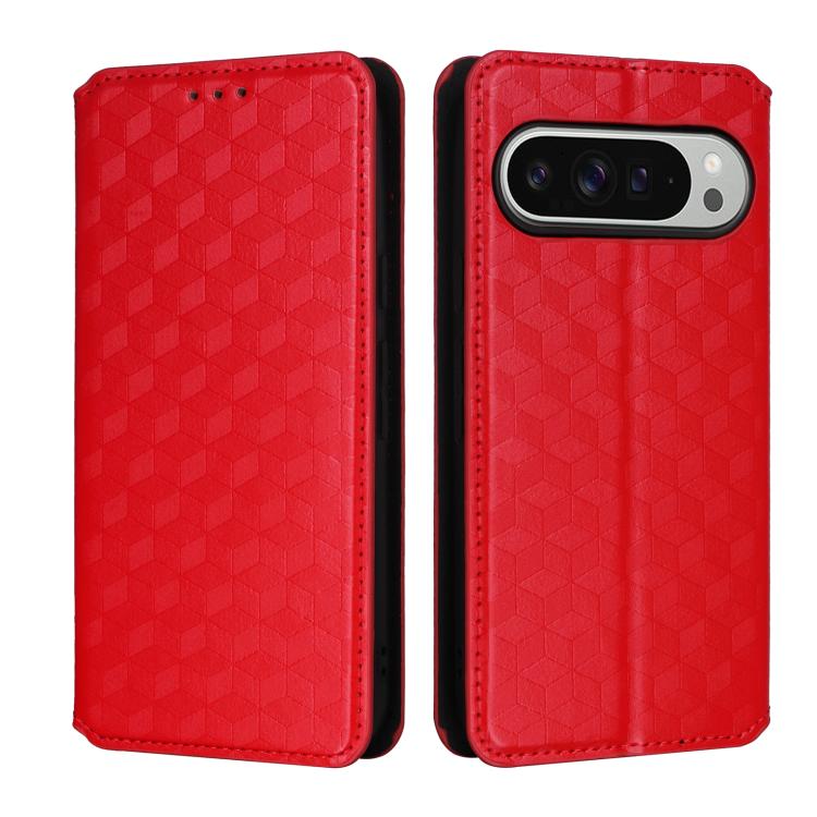 For Google Pixel 9 Pro XL Cubic Grid Texture Flip Leather Phone Case