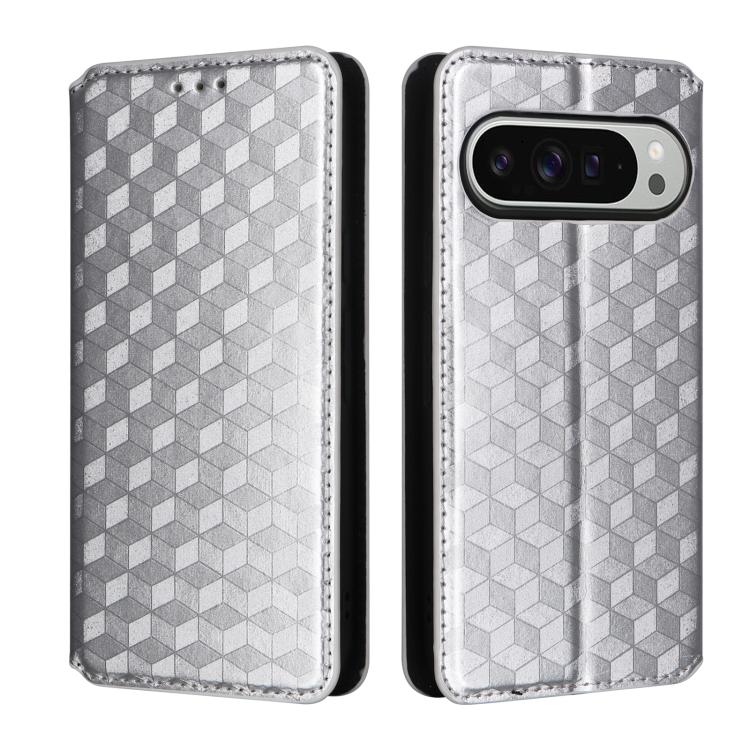 For Google Pixel 9 Pro XL Cubic Grid Texture Flip Leather Phone Case