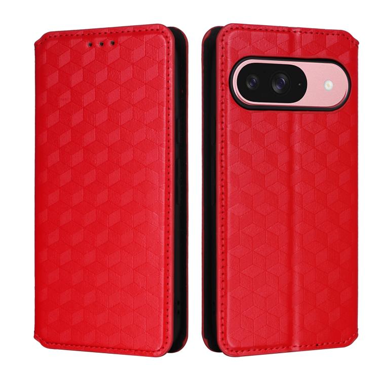 For Google Pixel 9 / Pixel 9 Pro Cubic Grid Texture Flip Leather Phone Case