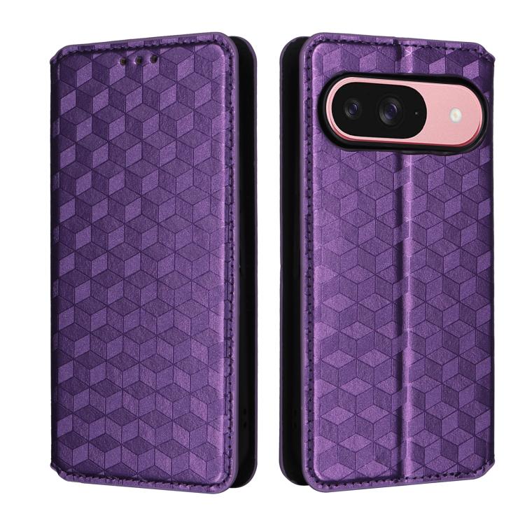 For Google Pixel 9 / Pixel 9 Pro Cubic Grid Texture Flip Leather Phone Case