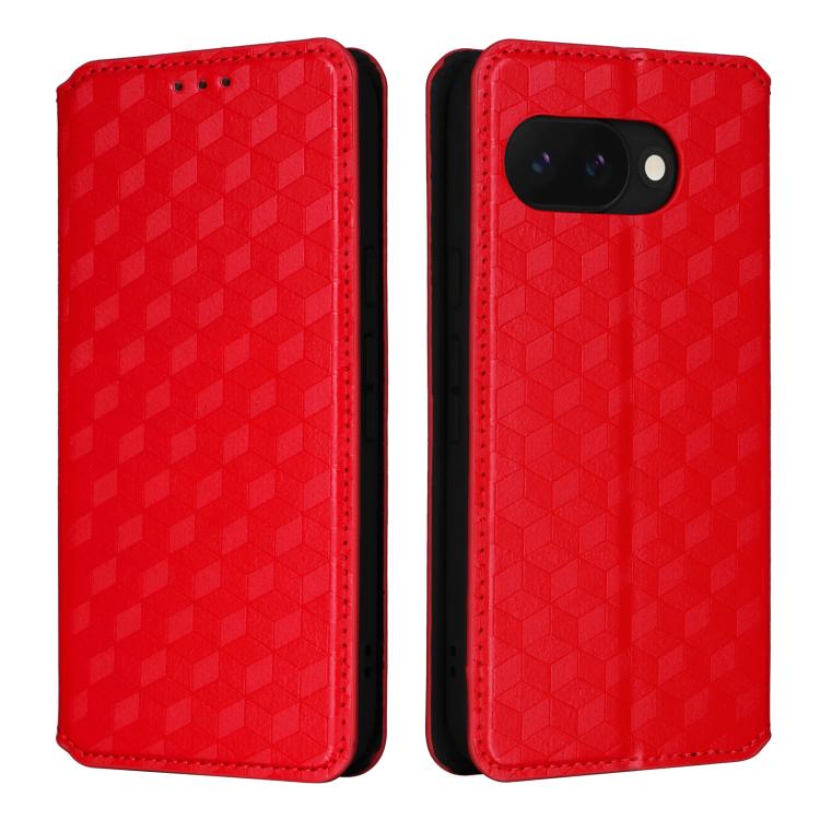 For Google Pixel 9a Cubic Grid Texture Flip Leather Phone Case