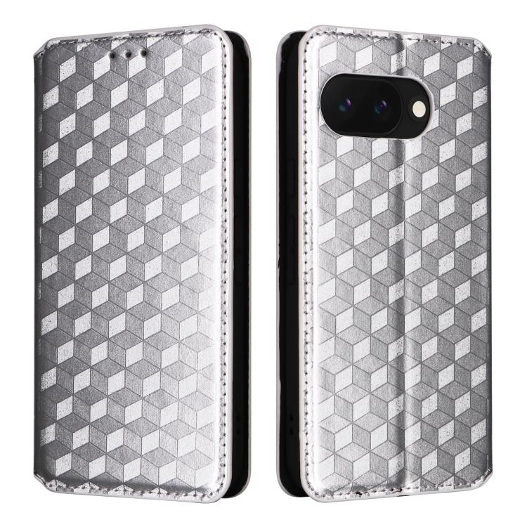 For Google Pixel 9a Cubic Grid Texture Flip Leather Phone Case