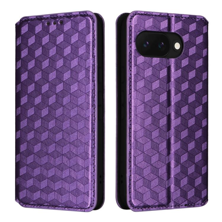 For Google Pixel 9a Cubic Grid Texture Flip Leather Phone Case