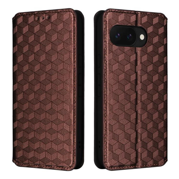 For Google Pixel 9a Cubic Grid Texture Flip Leather Phone Case