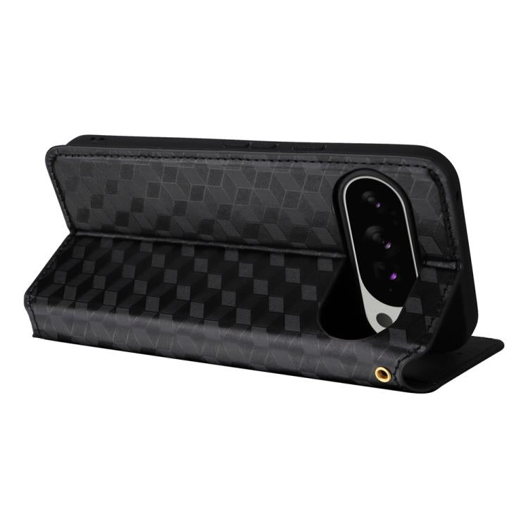 For Google Pixel 10 Pro XL Cubic Grid Texture Flip Leather Phone Case