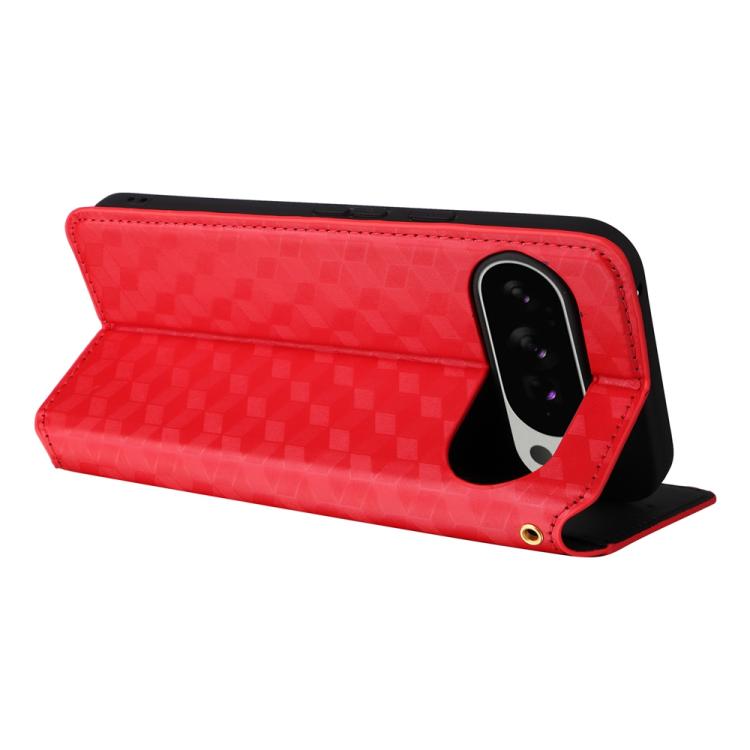For Google Pixel 10 Pro XL Cubic Grid Texture Flip Leather Phone Case