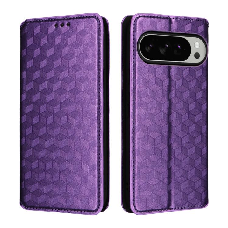 For Google Pixel 10 Pro XL Cubic Grid Texture Flip Leather Phone Case