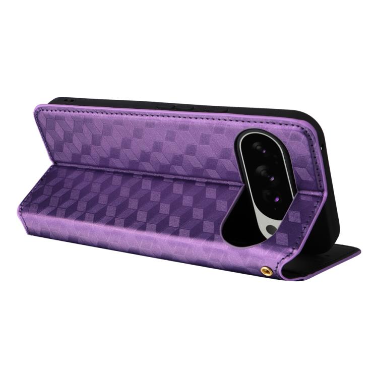 For Google Pixel 10 Pro XL Cubic Grid Texture Flip Leather Phone Case