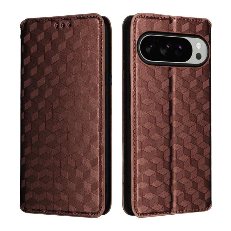 For Google Pixel 10 Pro XL Cubic Grid Texture Flip Leather Phone Case