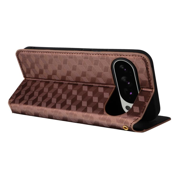 For Google Pixel 10 Pro XL Cubic Grid Texture Flip Leather Phone Case