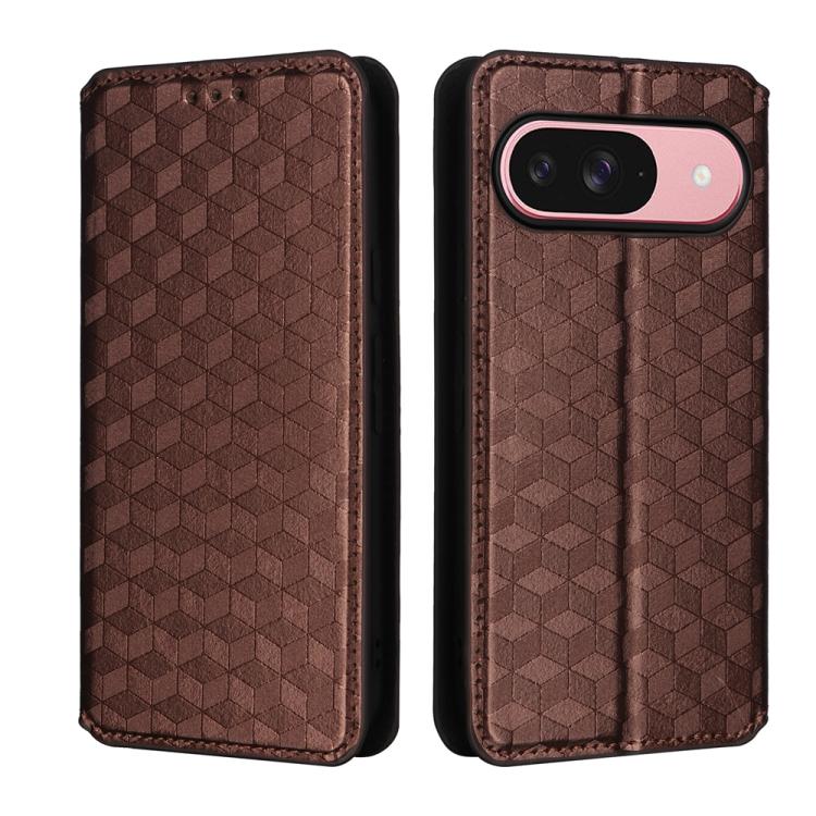For Google Pixel 10 / Pixel 10 Pro Cubic Grid Texture Flip Leather Phone Case