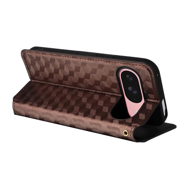 For Google Pixel 10 / Pixel 10 Pro Cubic Grid Texture Flip Leather Phone Case