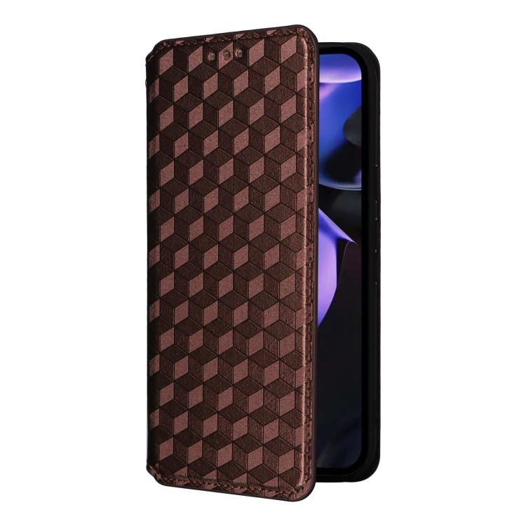For Google Pixel 10a Cubic Grid Texture Flip Leather Phone Case